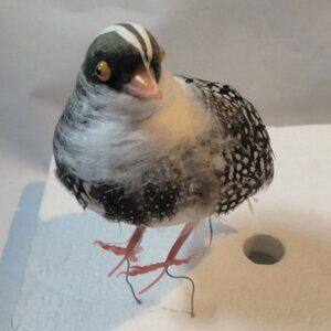 Decorative Faux Bird Figurine Quail Partridge Feathers